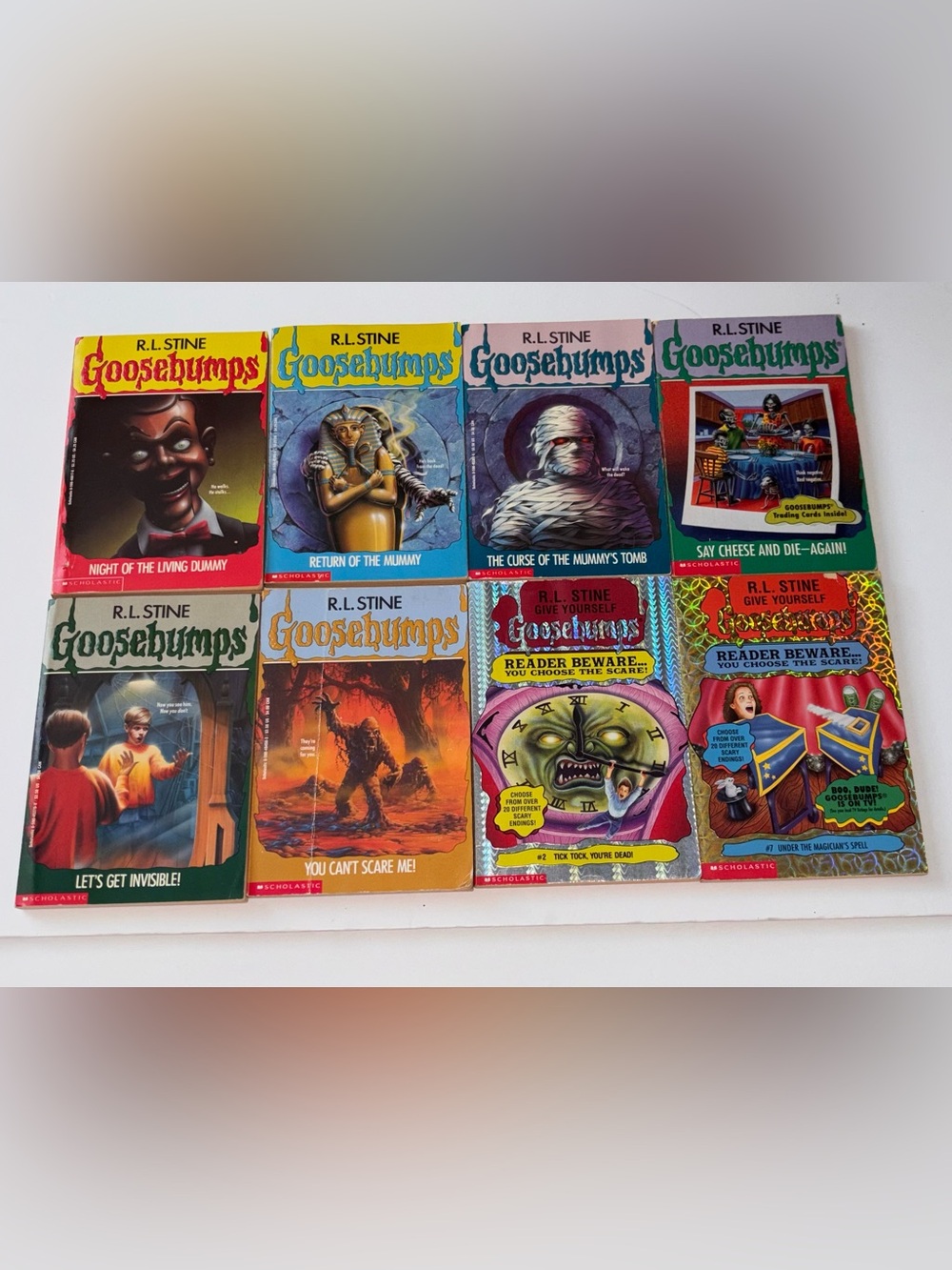 Lot of 8 Goosebumps Books By RL Stine Give Yourself Scary Spooky Stories